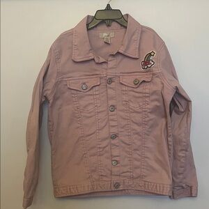 Peek Mauve Jean Jacket with Star Patch & sparkly rainbow size 12